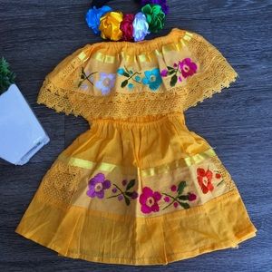 sachin and babi light blue dress Mexican Dress for Girls Floral Embroidered Spain